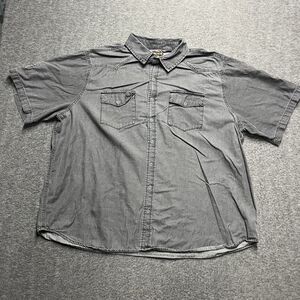 Society Of One Collared Shirt Mens 3XL Gray Short Sleeve Snap Closure